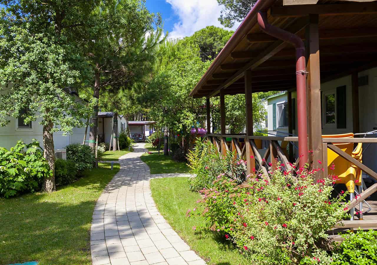 Viale nel verde tra le Mobile Home